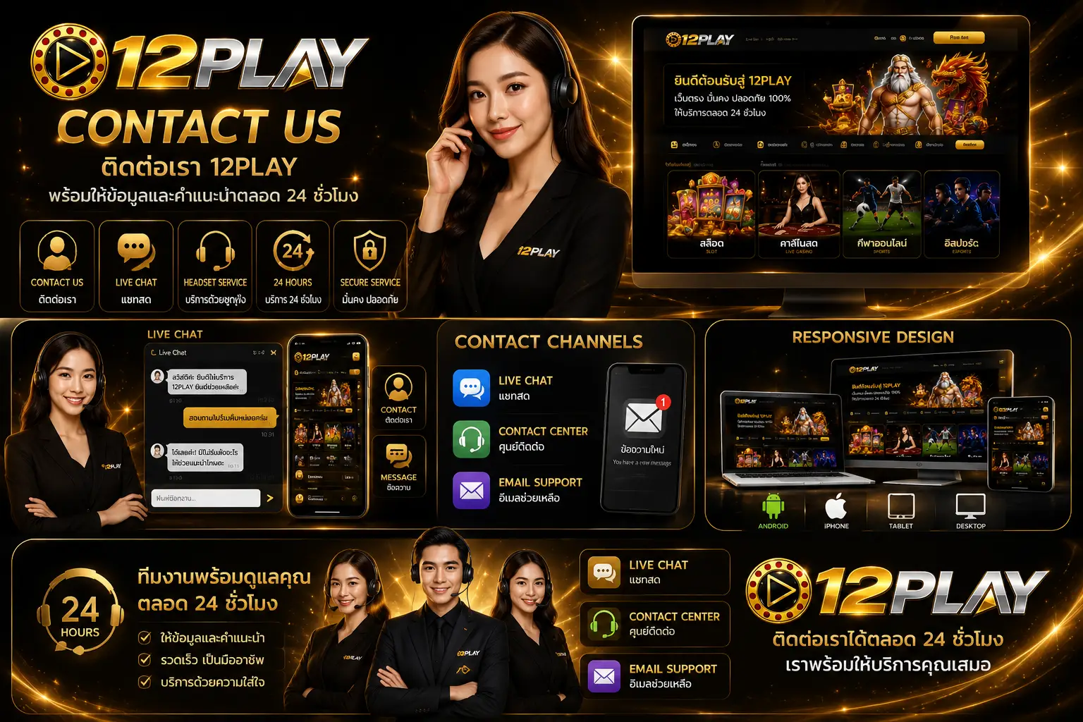 ติดต่อเรา 12PLAY พร้อมให้ข้อมูลและคำแนะนำตลอด 24 ชั่วโมง